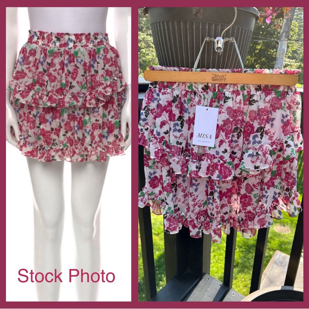 XS Misa Los Angeles Skirt- Manya -Peony Floral mini skirt NWT $198 Extra small - Picture 8 of 9